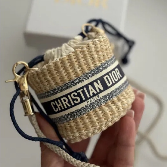 NIB CHRISTIAN DIOR Novelty Straw Pouch Mini Bag - Picture 4 of 8
